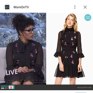 Kate Spade Black Dress with Purple Embroidery